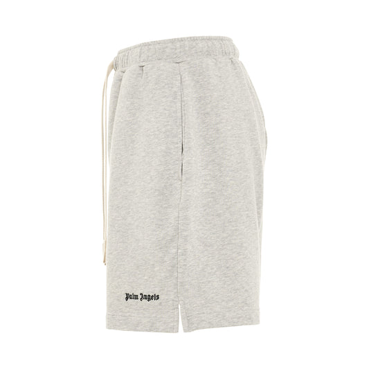 Embroidered Logo Sweatshort in Melange Grey