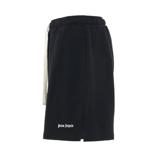 Embroidered Logo Sweatshort in Black/White