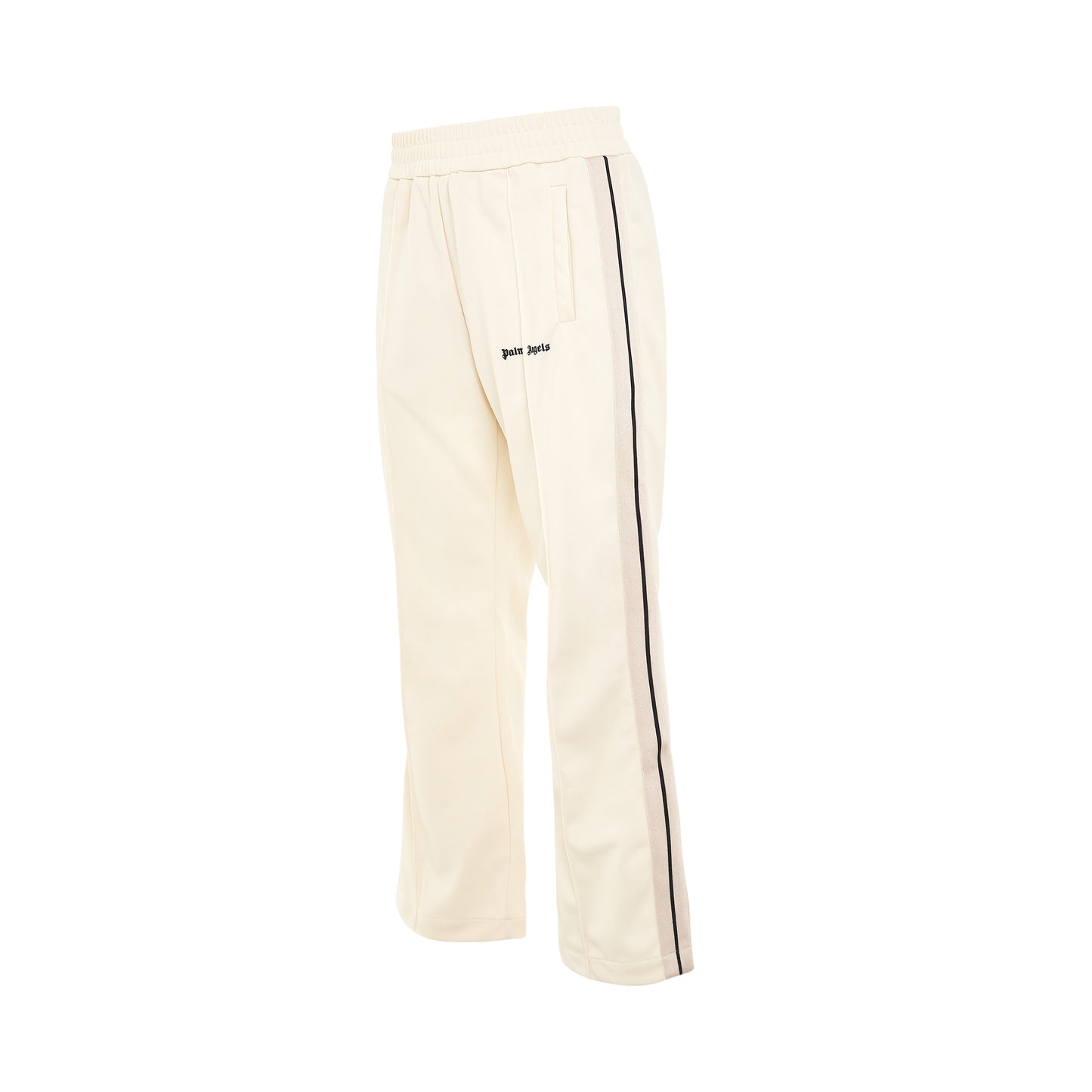 Logo Embroidered Flare Track Pants in Butter