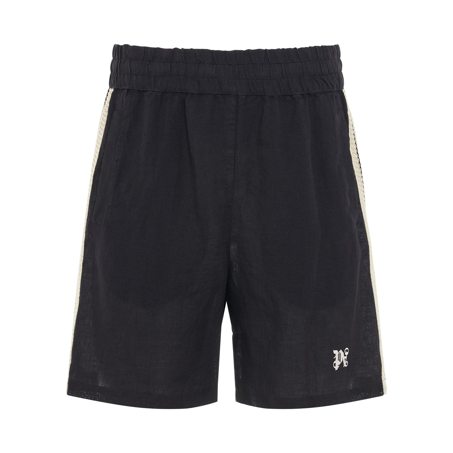 Monogram Embroidered Track Shorts in Black