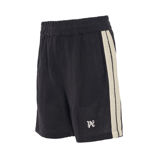 Monogram Embroidered Track Shorts in Black