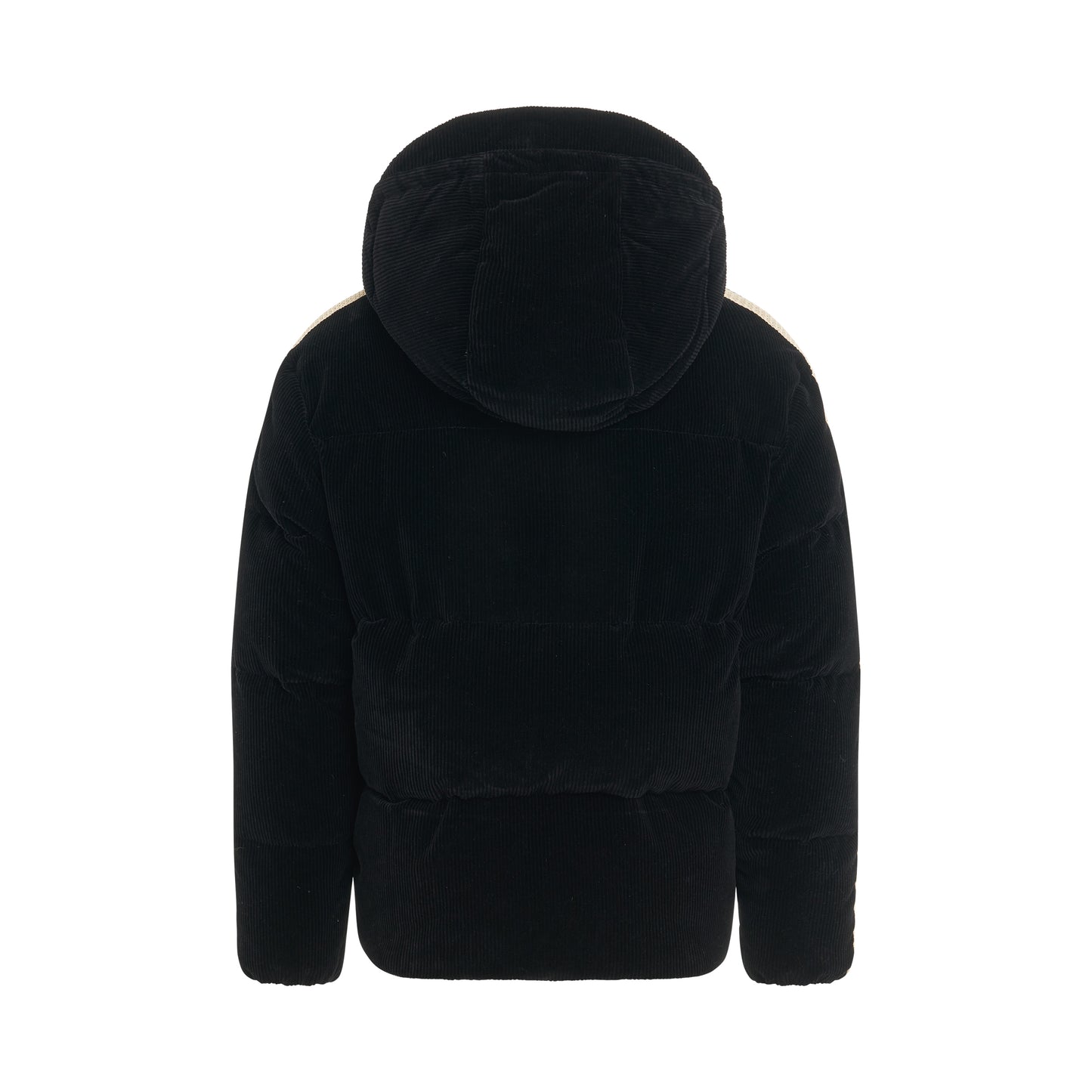 Corduroy Hooded Track Down Jacket in Black