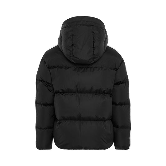 Hooded Track Down Jacket in Black/White