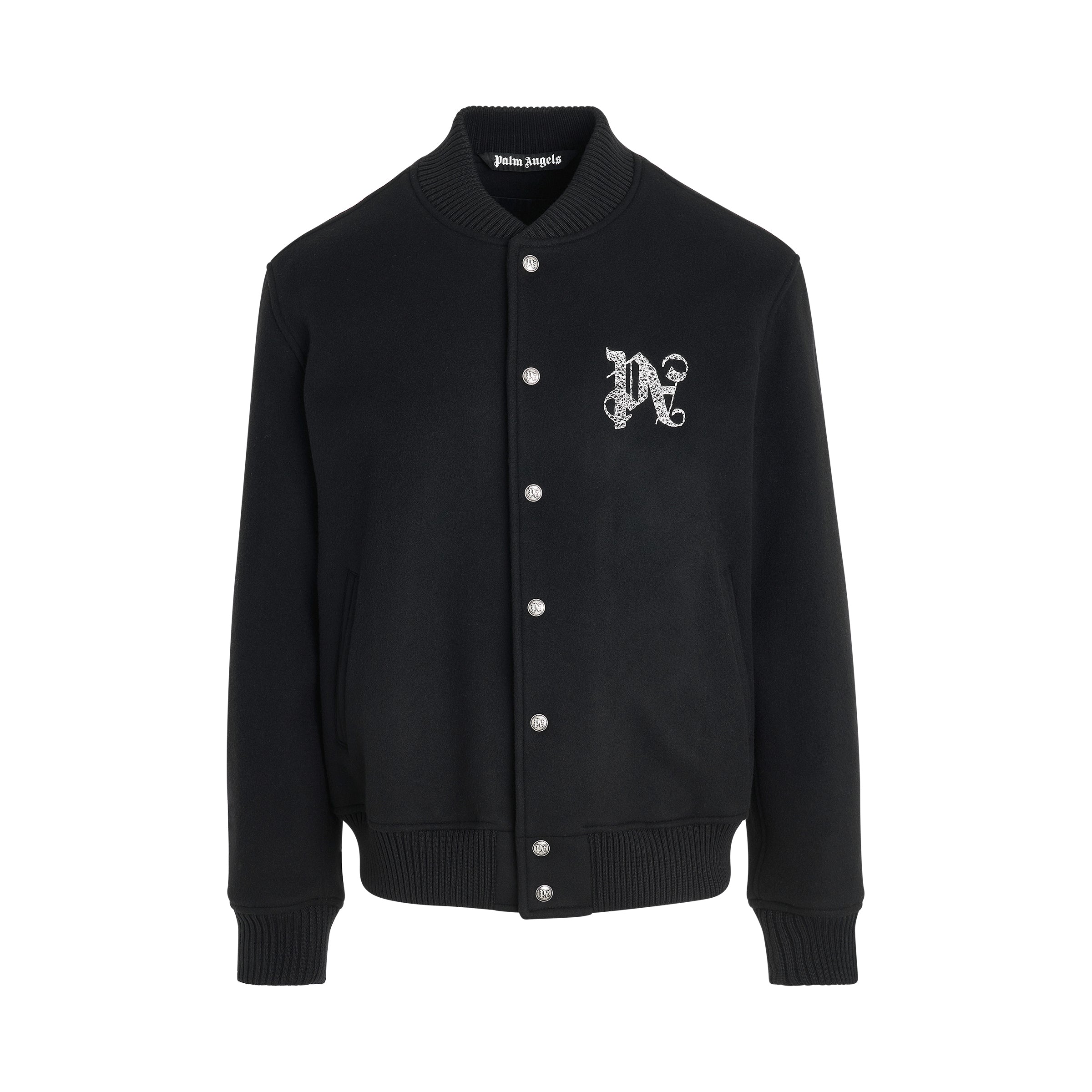 Monogram Varsity Jacket in Black/Off White