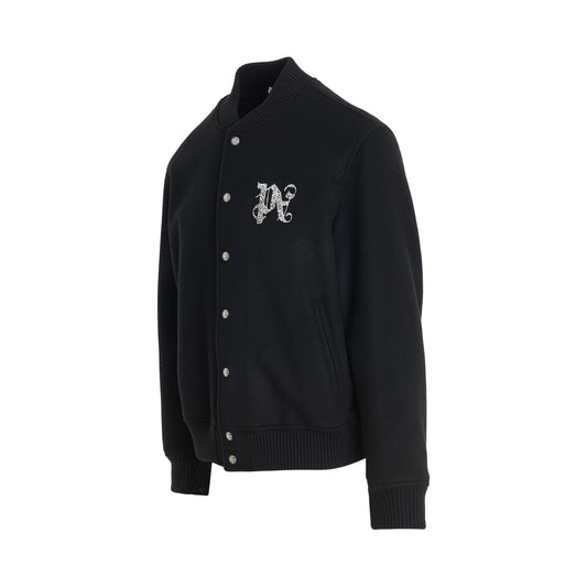 Monogram Varsity Jacket in Black/Off White