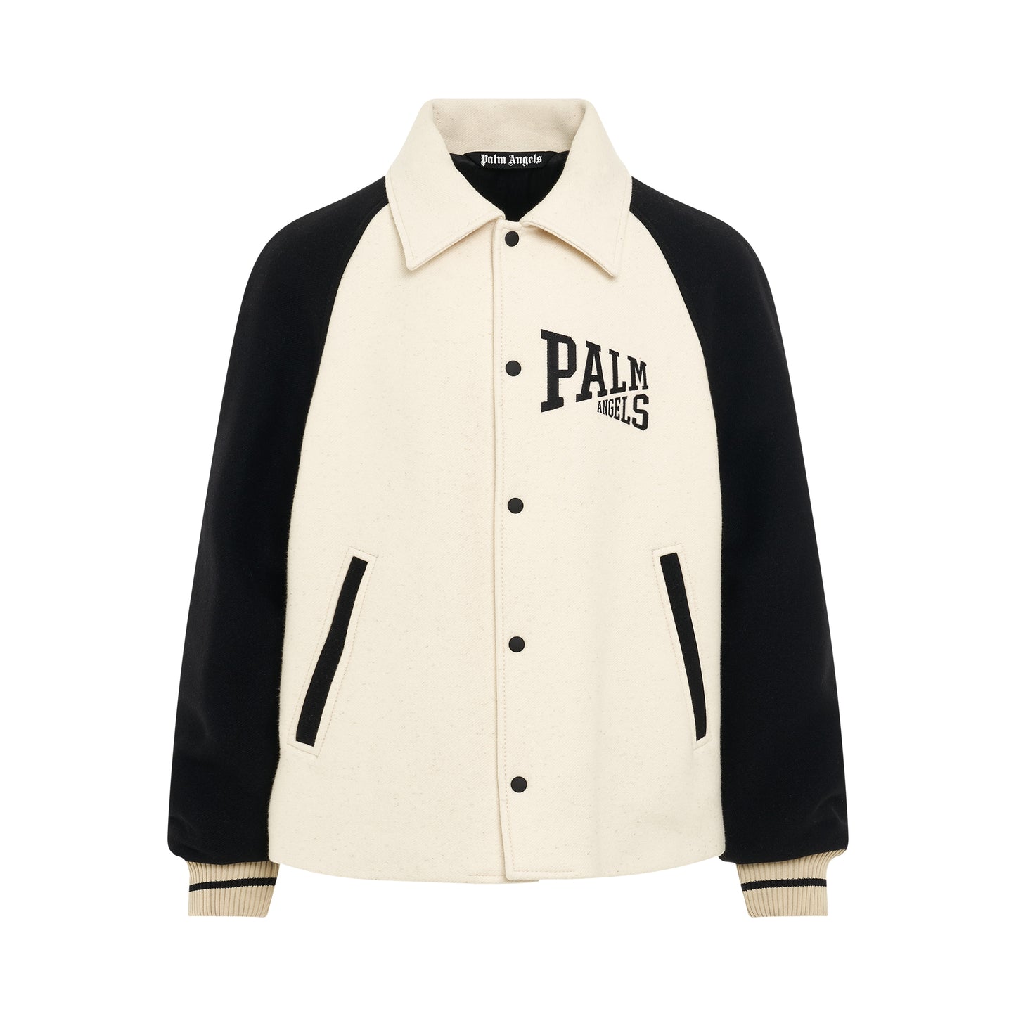 University Slogan Varsity Jacket in Butter/Black