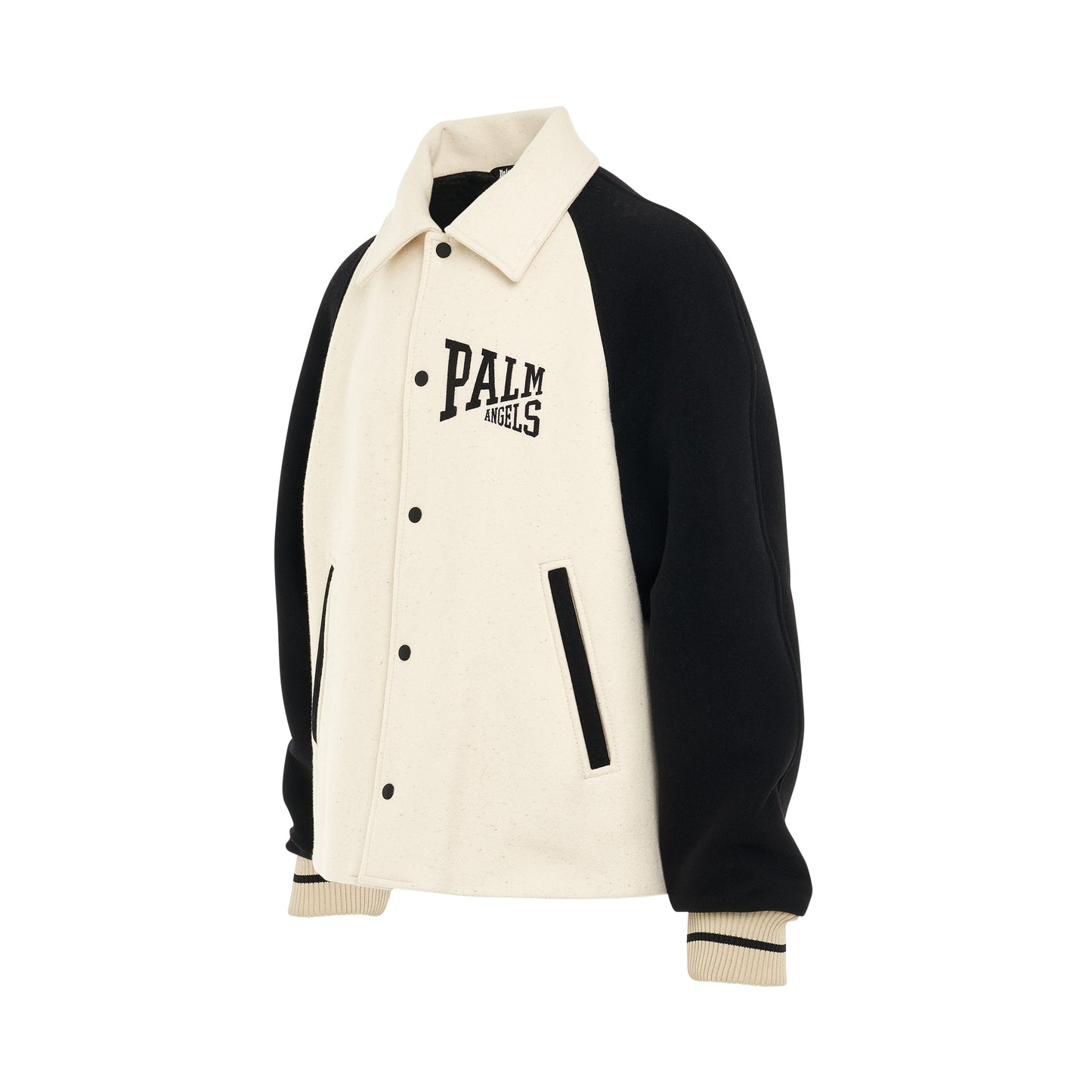 University Slogan Varsity Jacket in Butter/Black