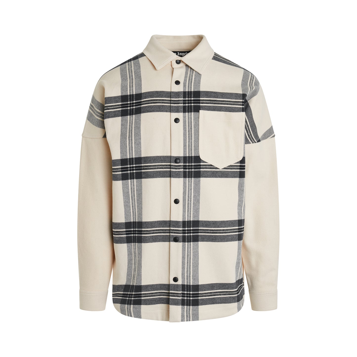 Back Logo Check Over shirt in Off White