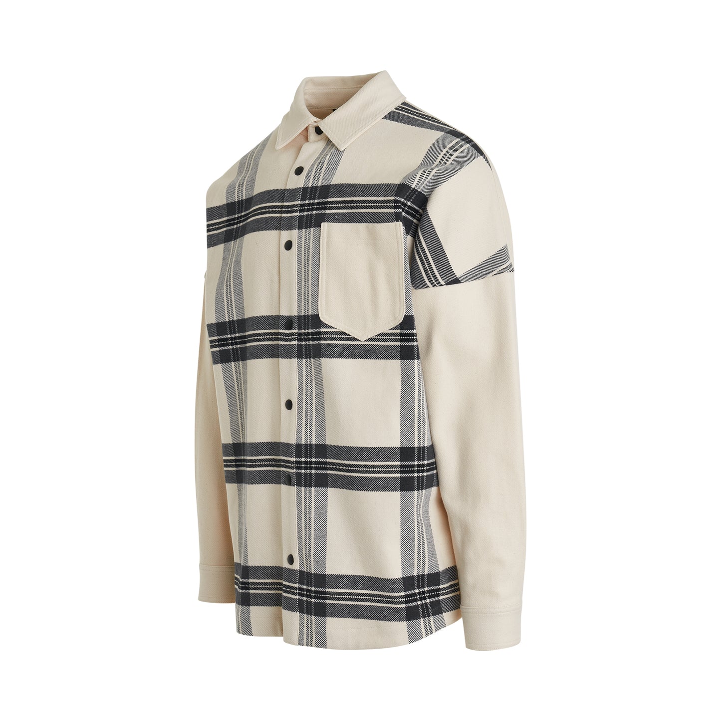 Back Logo Check Over shirt in Off White