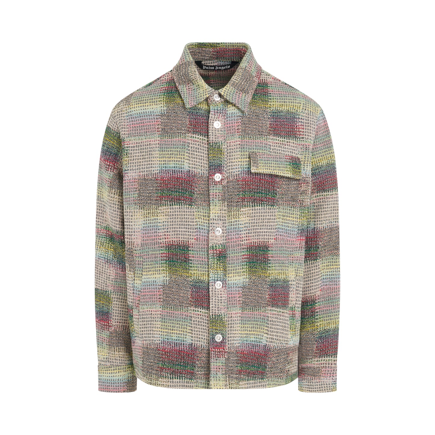 Jacquard Curved Logo Overshirt in Multicolour/White