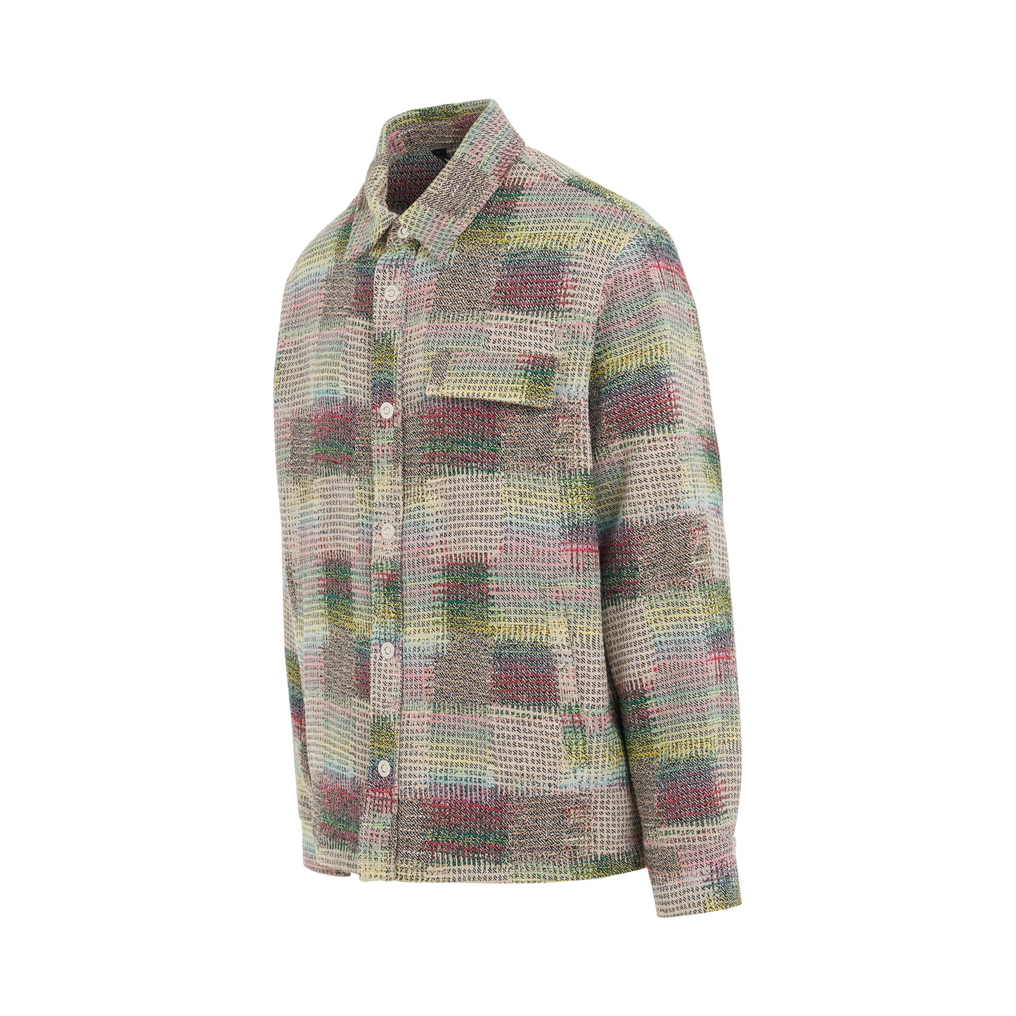 Jacquard Curved Logo Overshirt in Multicolour/White