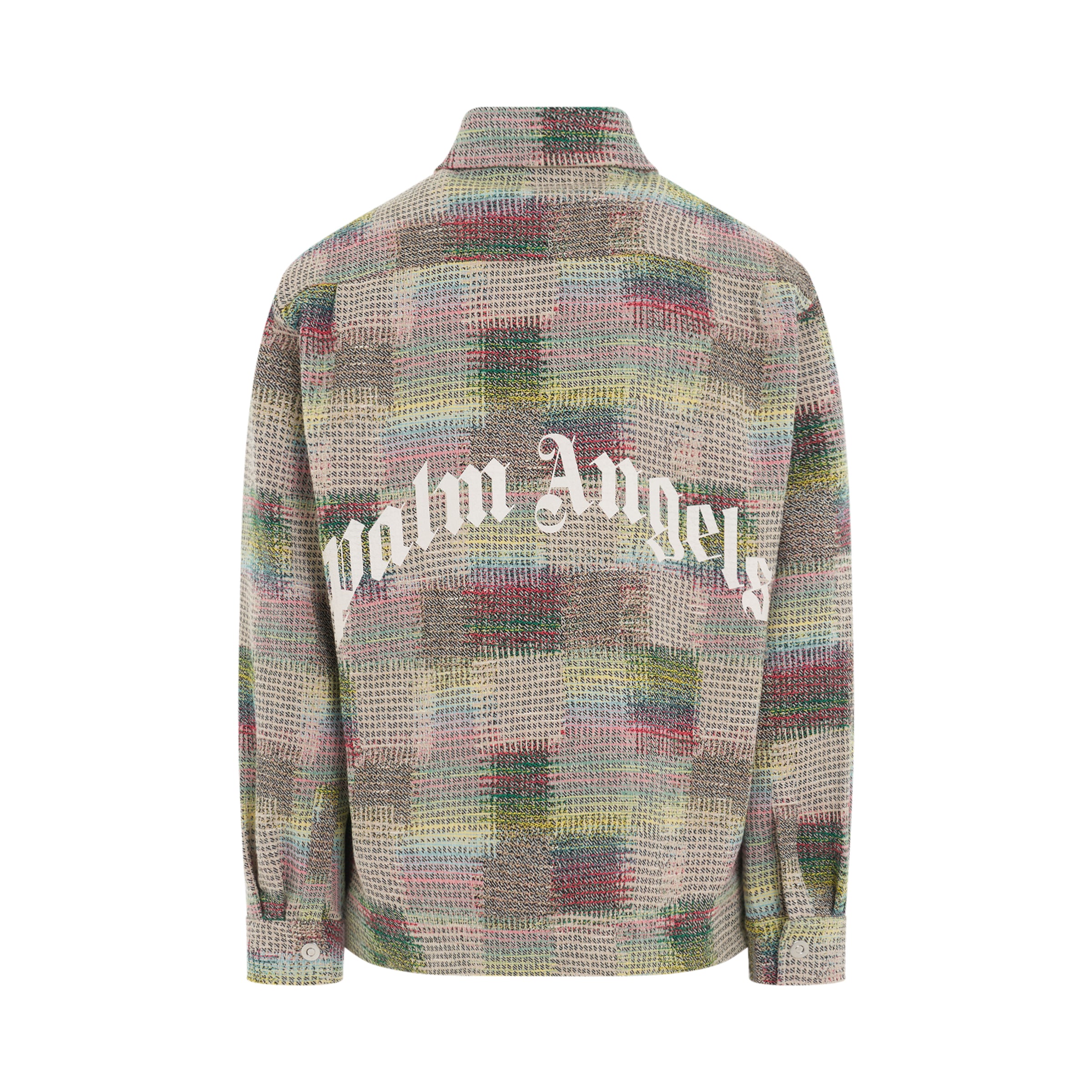 Palm Angels Jacquard Curved-logo Shirt Jacket in Gray for Men