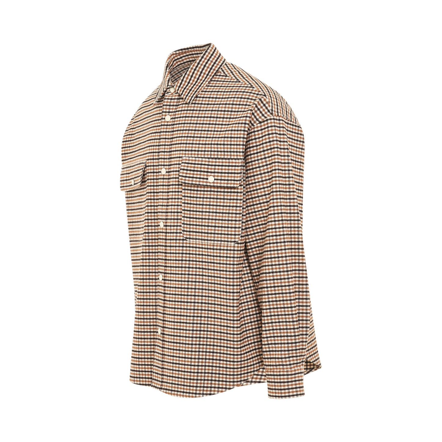 Micro Check Overshirt in Brown