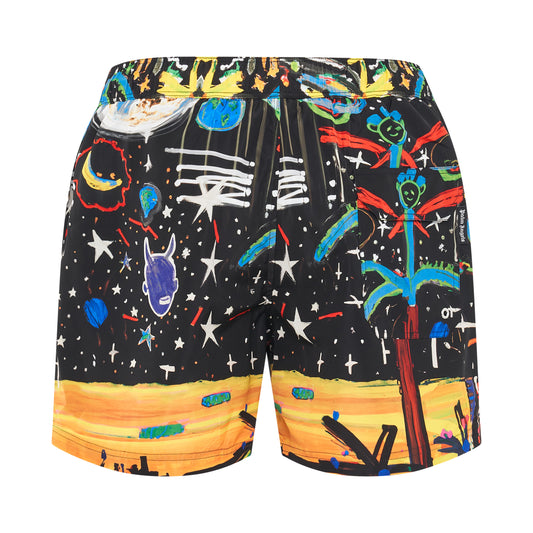 Starry Night Print Swimshorts in Black