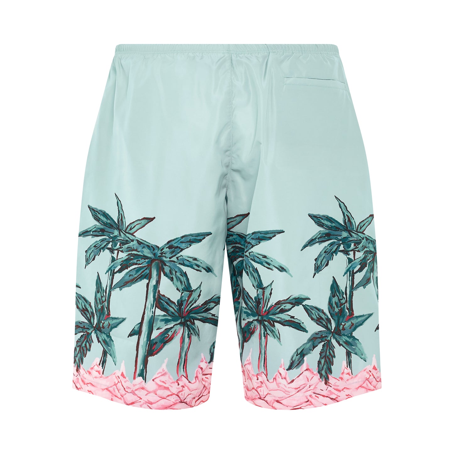 Palms Row Print Swimshorts in Light Blue/Green