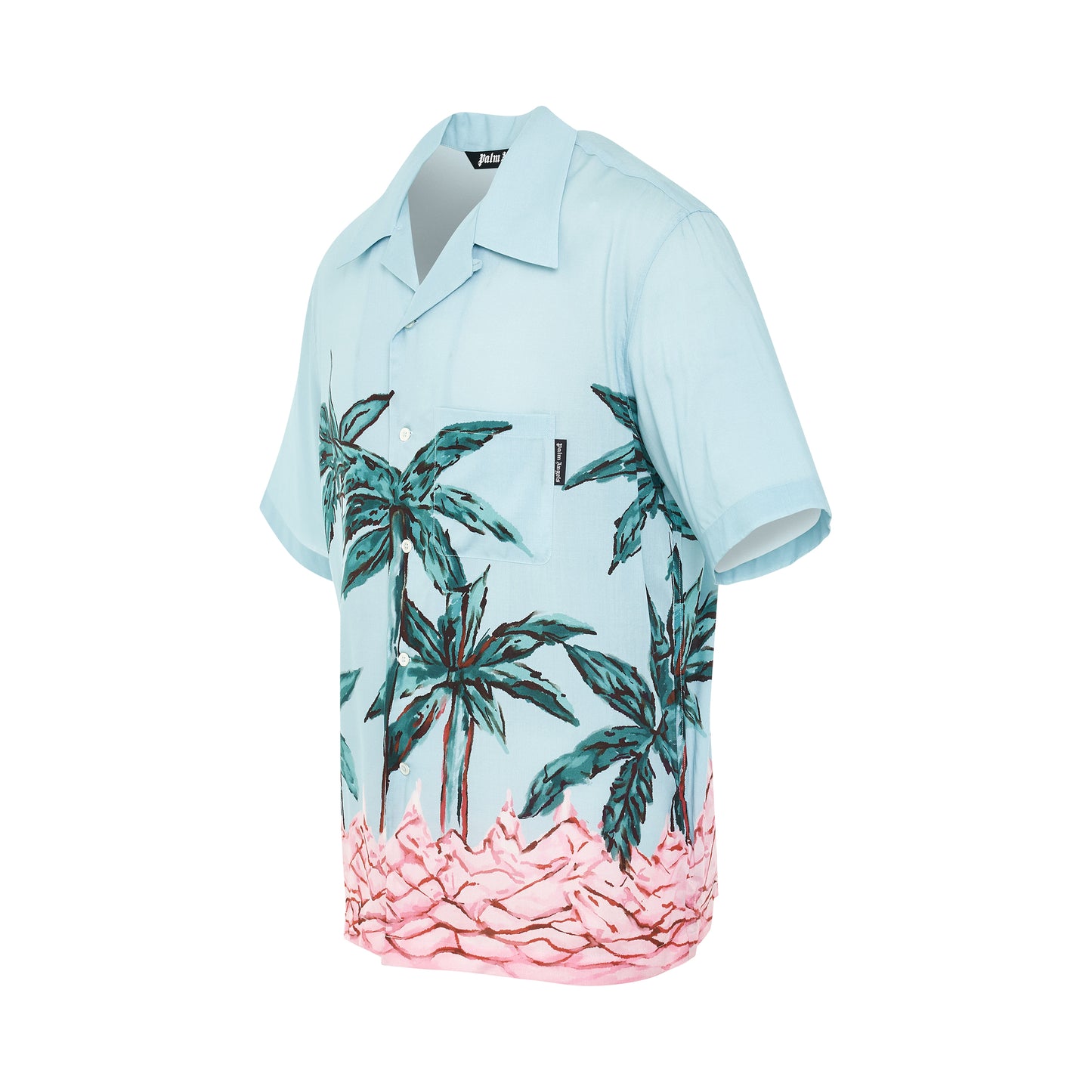 Palms Row Bowling Shirt in Light Blue/ Green