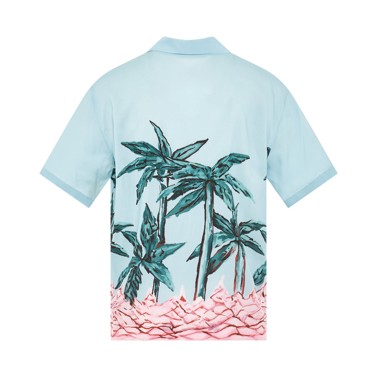 Palms Row Bowling Shirt in Light Blue/ Green