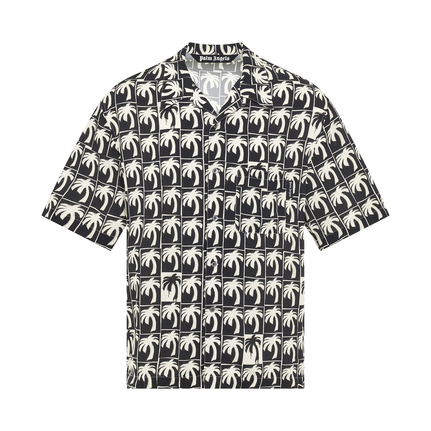 Dripping Palms Bowling Shirt in Black/Off White