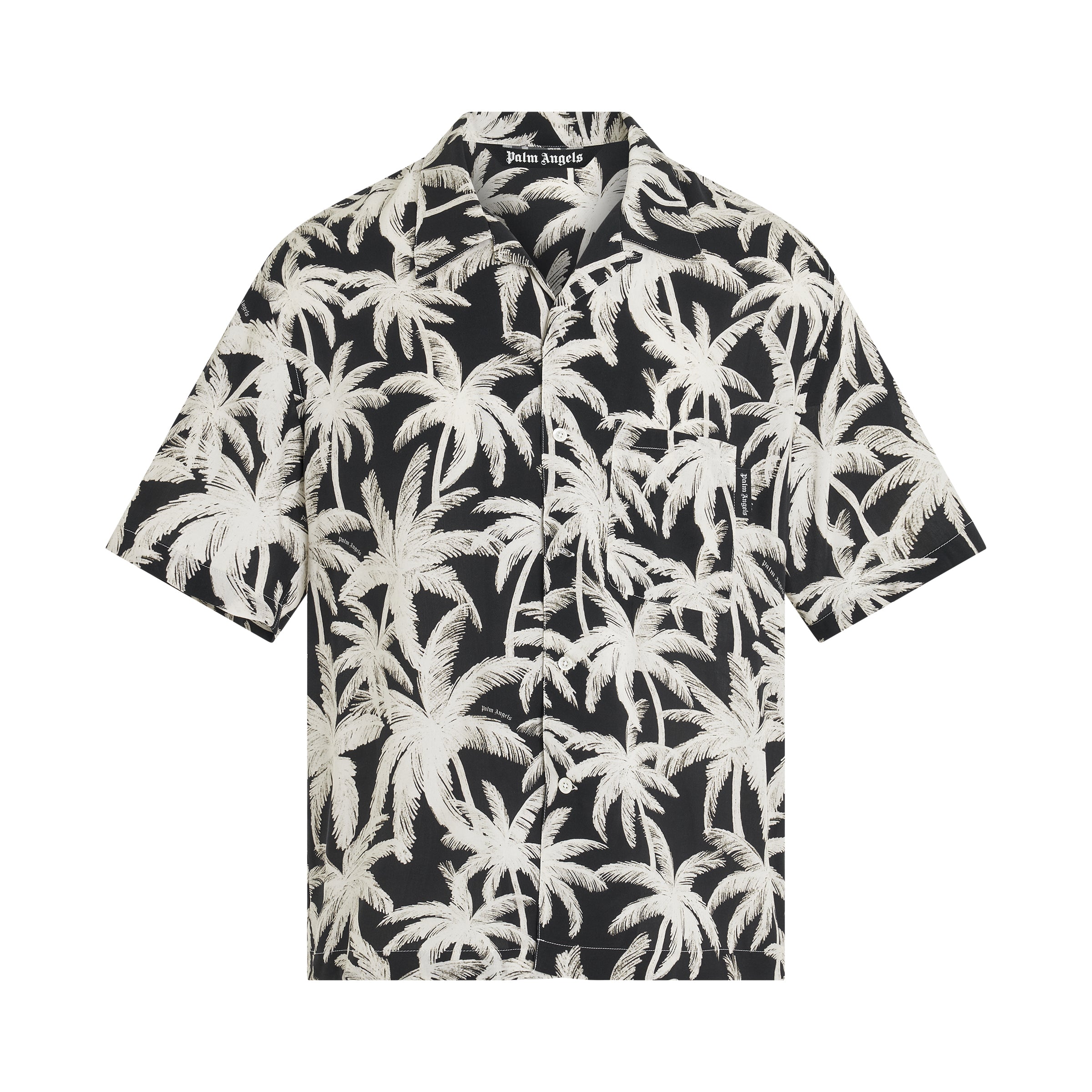 Palms Allover Short Sleeve Shirt in Black/Off White