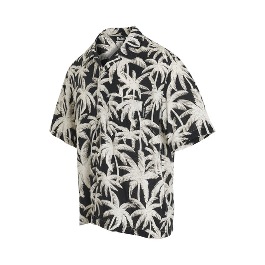 Palms Allover Short Sleeve Shirt in Black/Off White