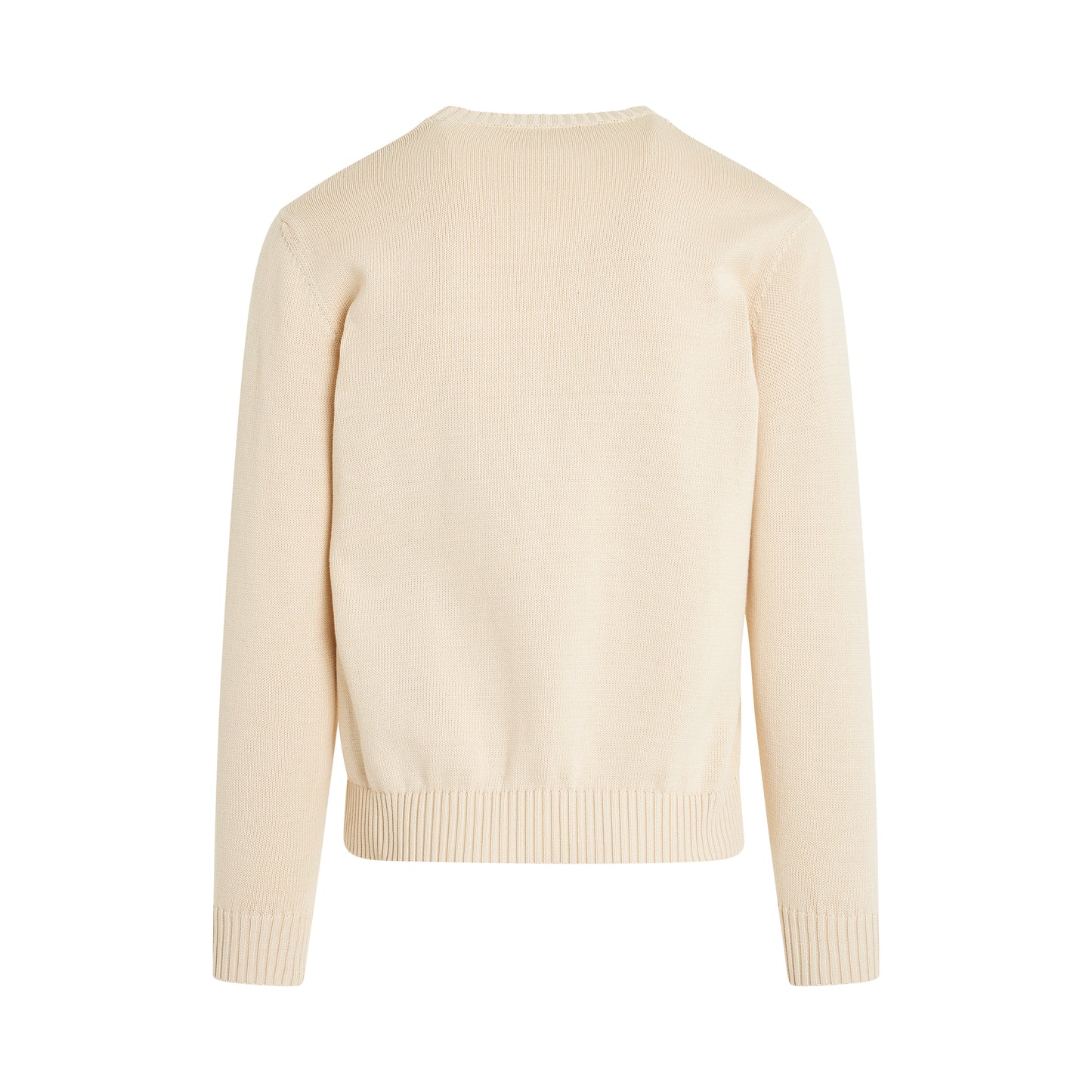 Classic Logo Round Neck Knit Sweater in Off White