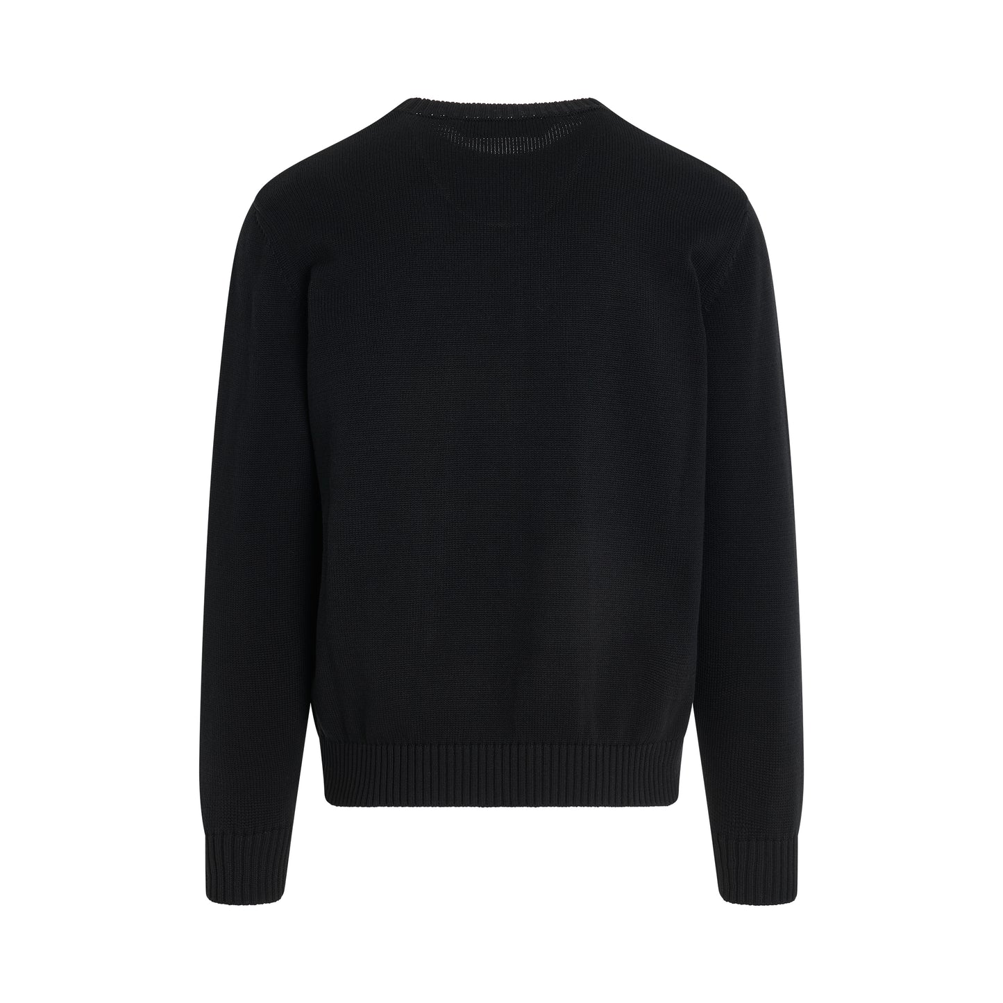 Classic Logo Round Neck Knit Sweater in Black/Off White