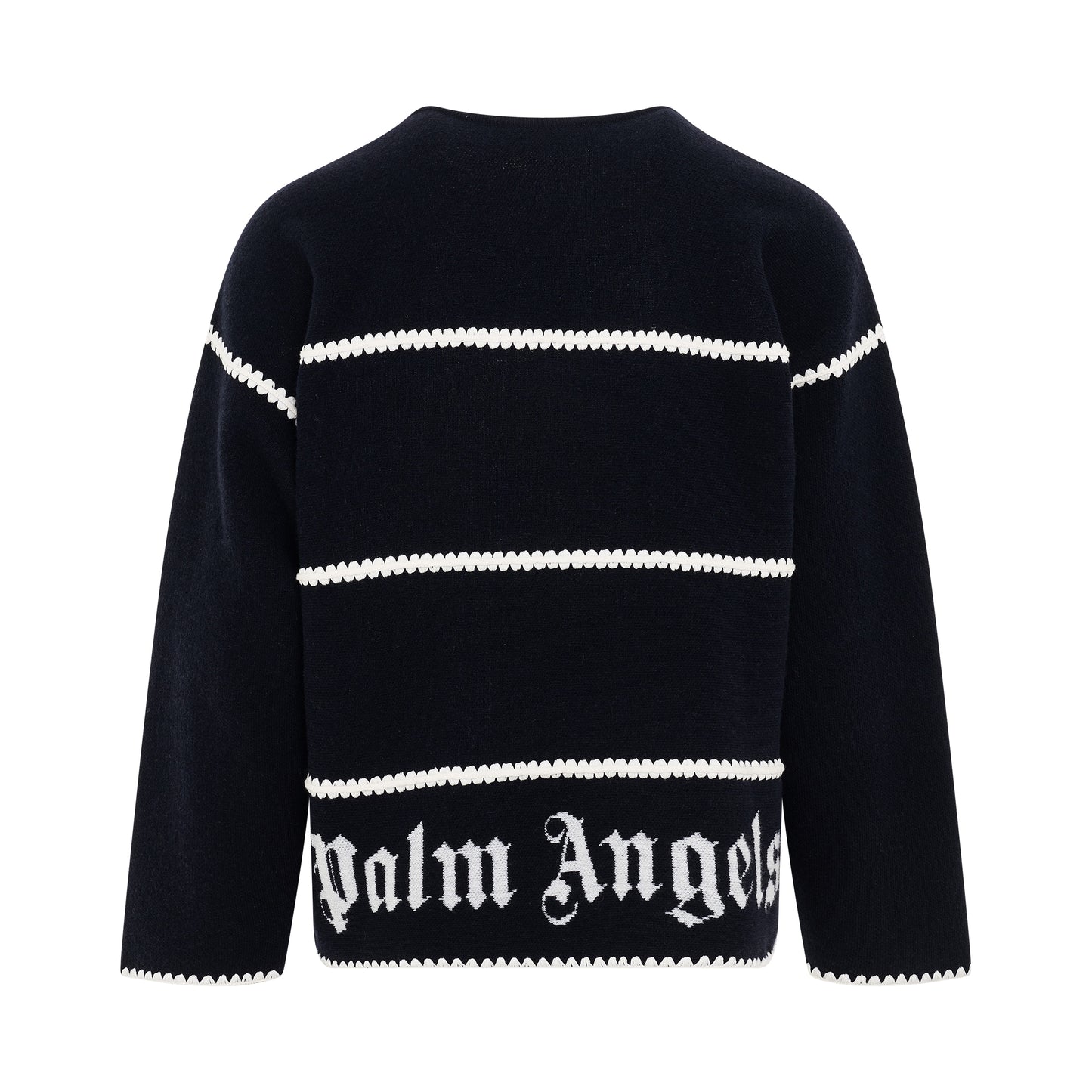 Monogram Striped Sweater in Navy Blue