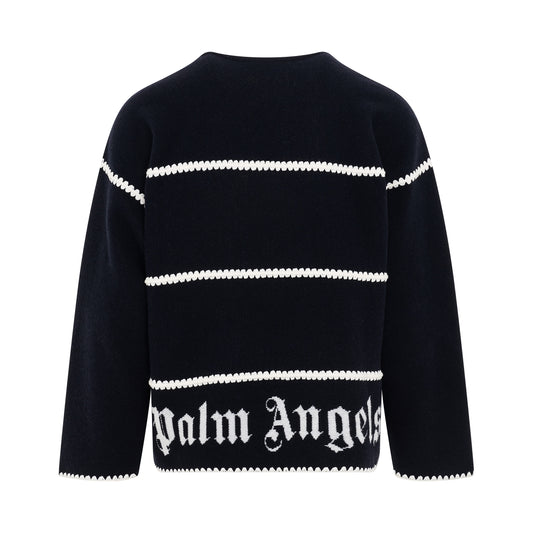 Monogram Striped Sweater in Navy Blue