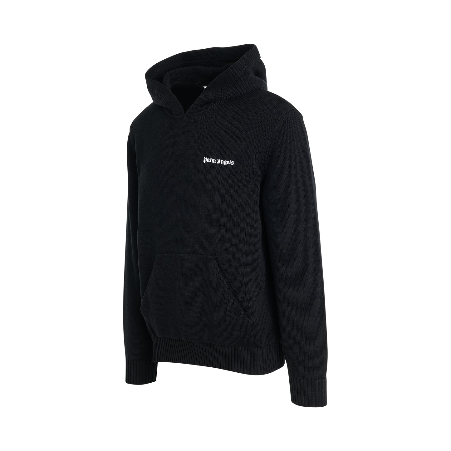Classic Logo Knit Hoodie in Black/Off White