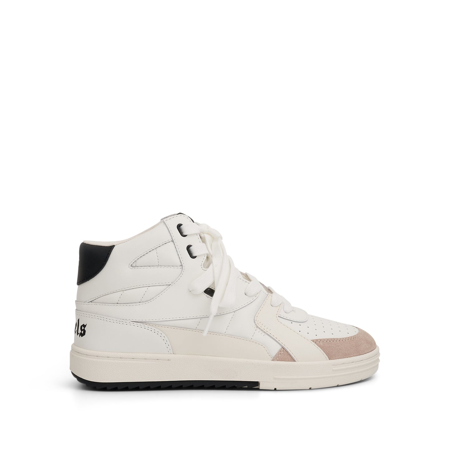 Palm Angels University Mid Sneaker in White/Black