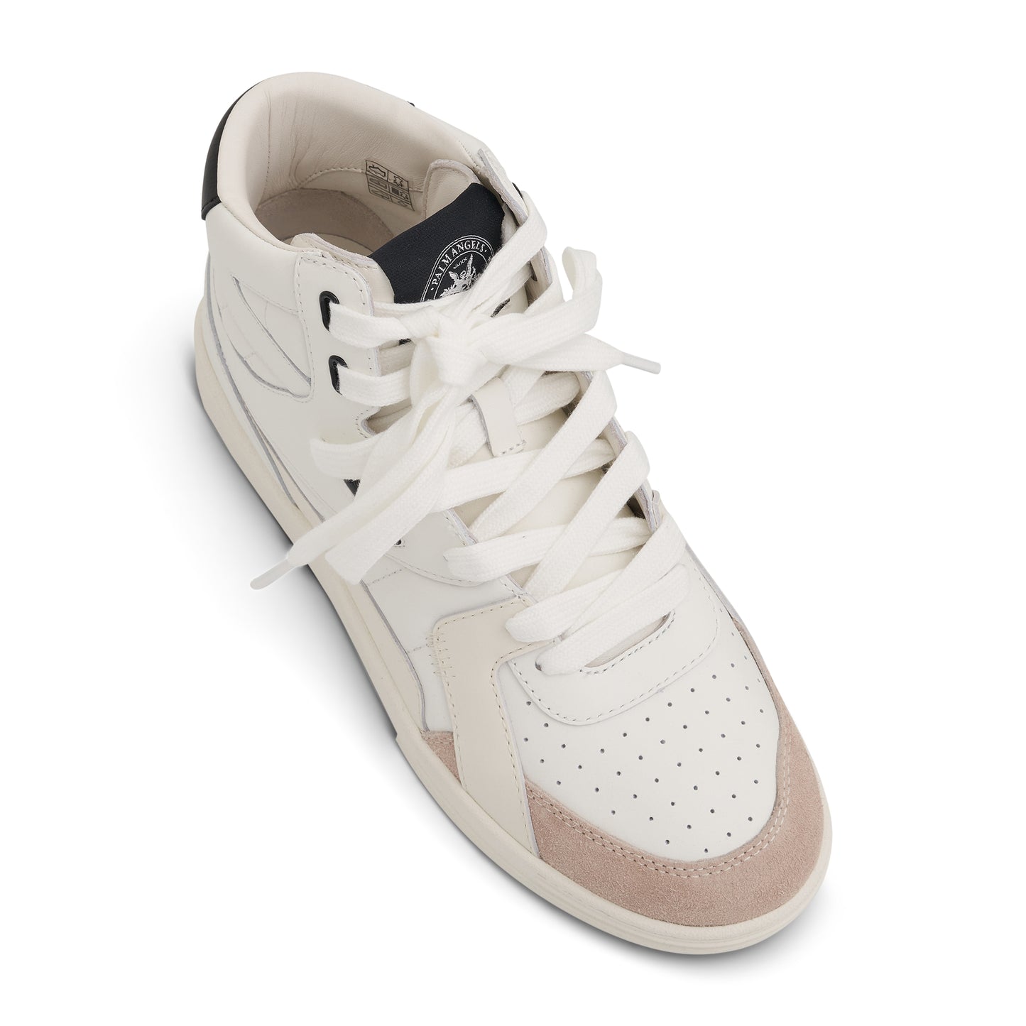 Palm Angels University Mid Sneaker in White/Black