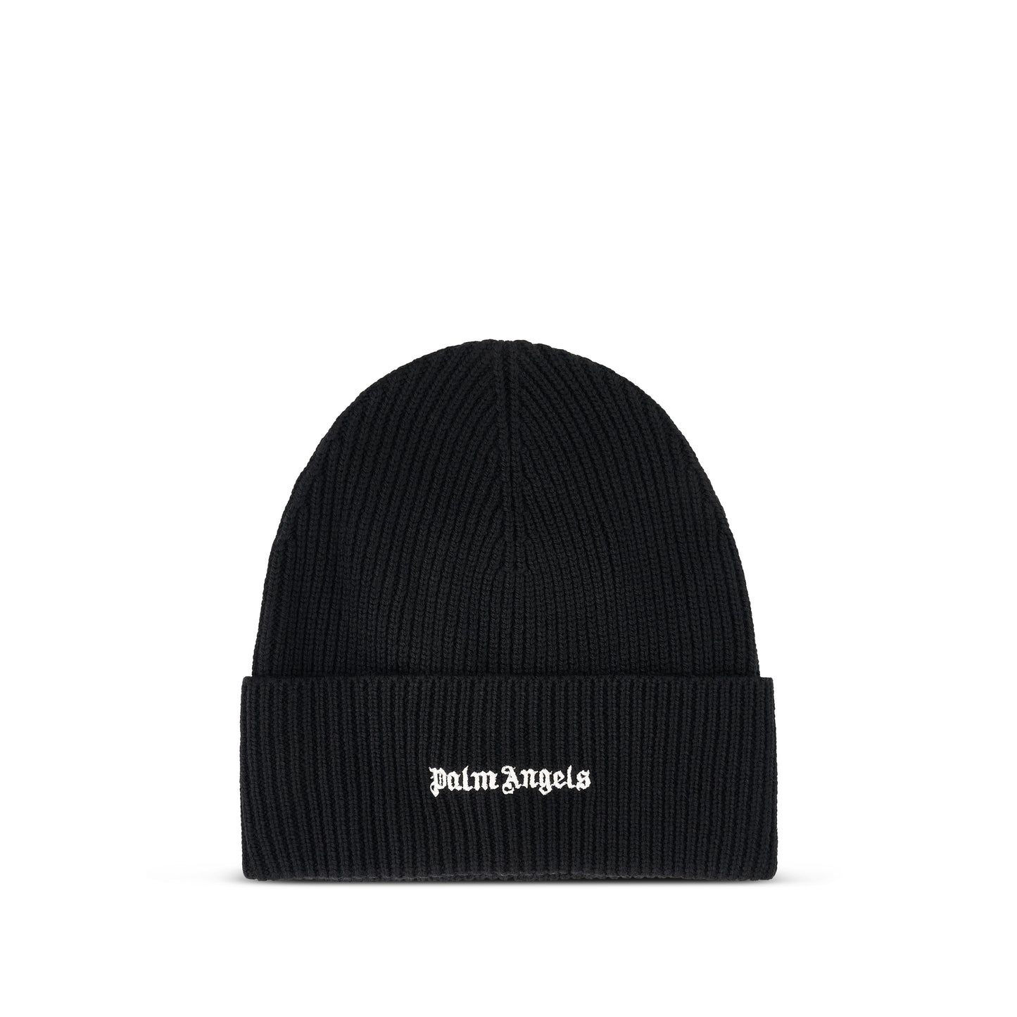 Classic Logo Ribbed Beanie in Black/White