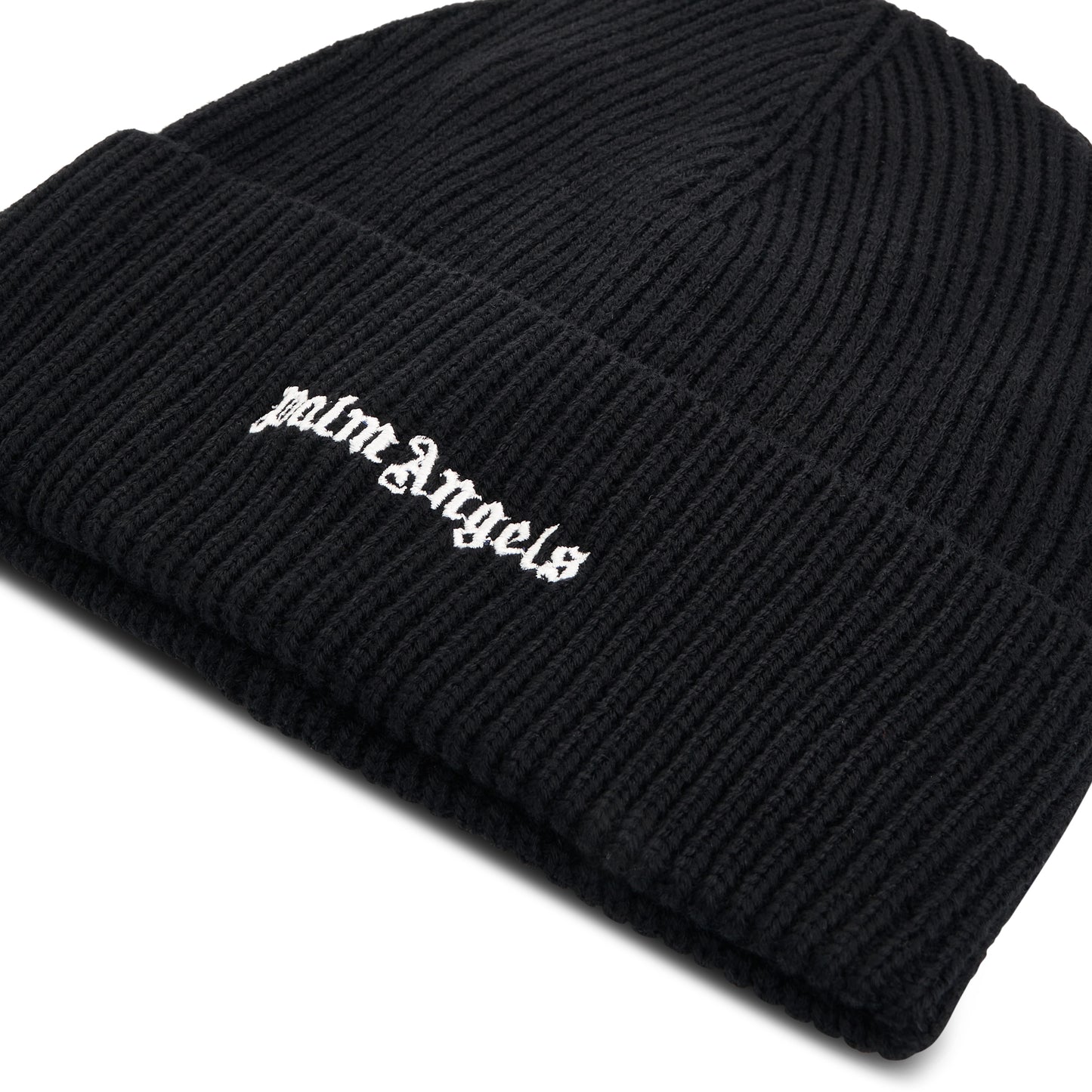 Classic Logo Ribbed Beanie in Black/White