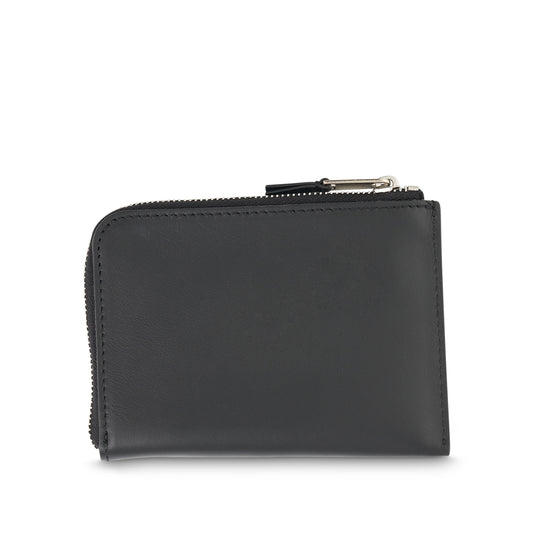 Logo Caviar Zip Cardholder in Black