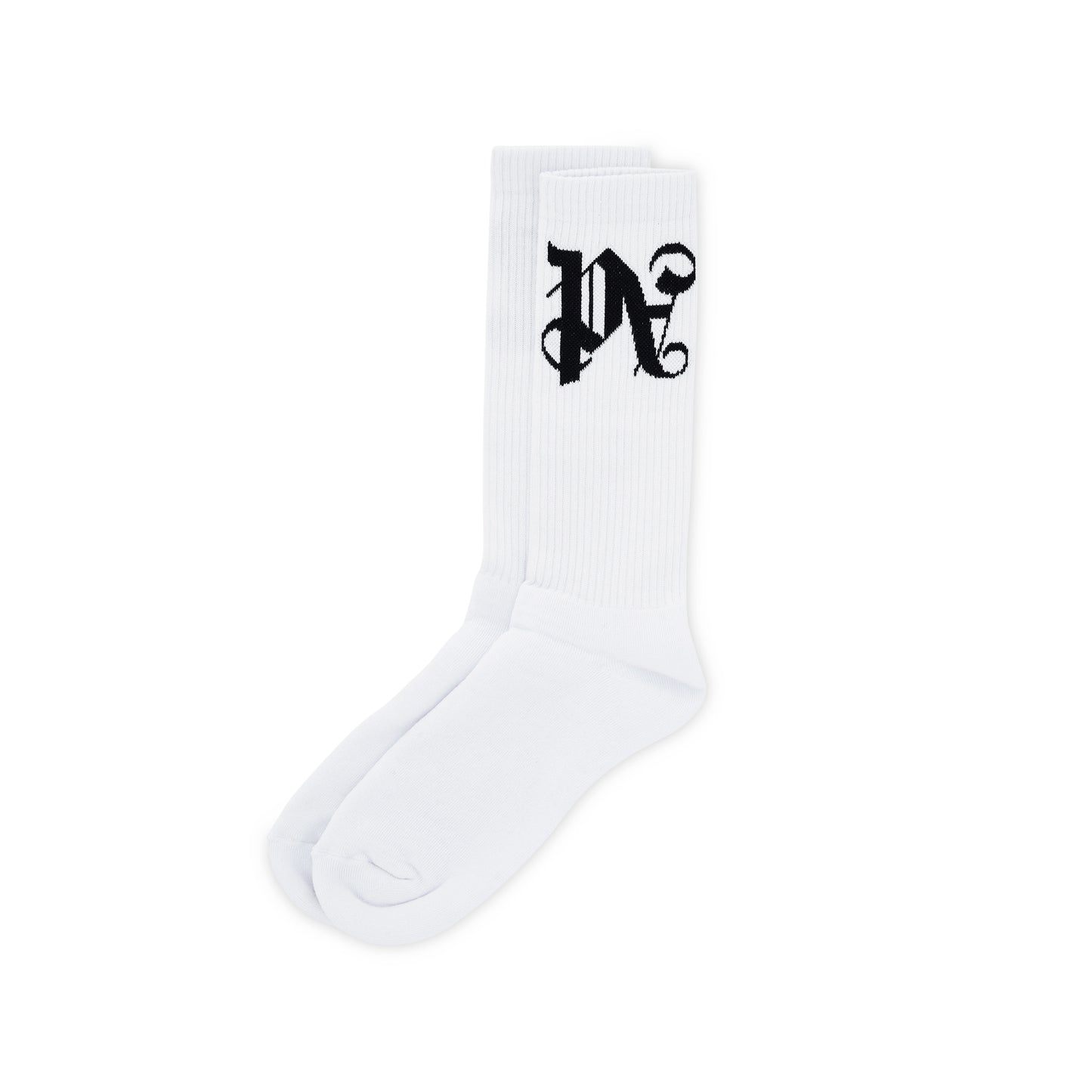 Monogram Print Socks in White/Black