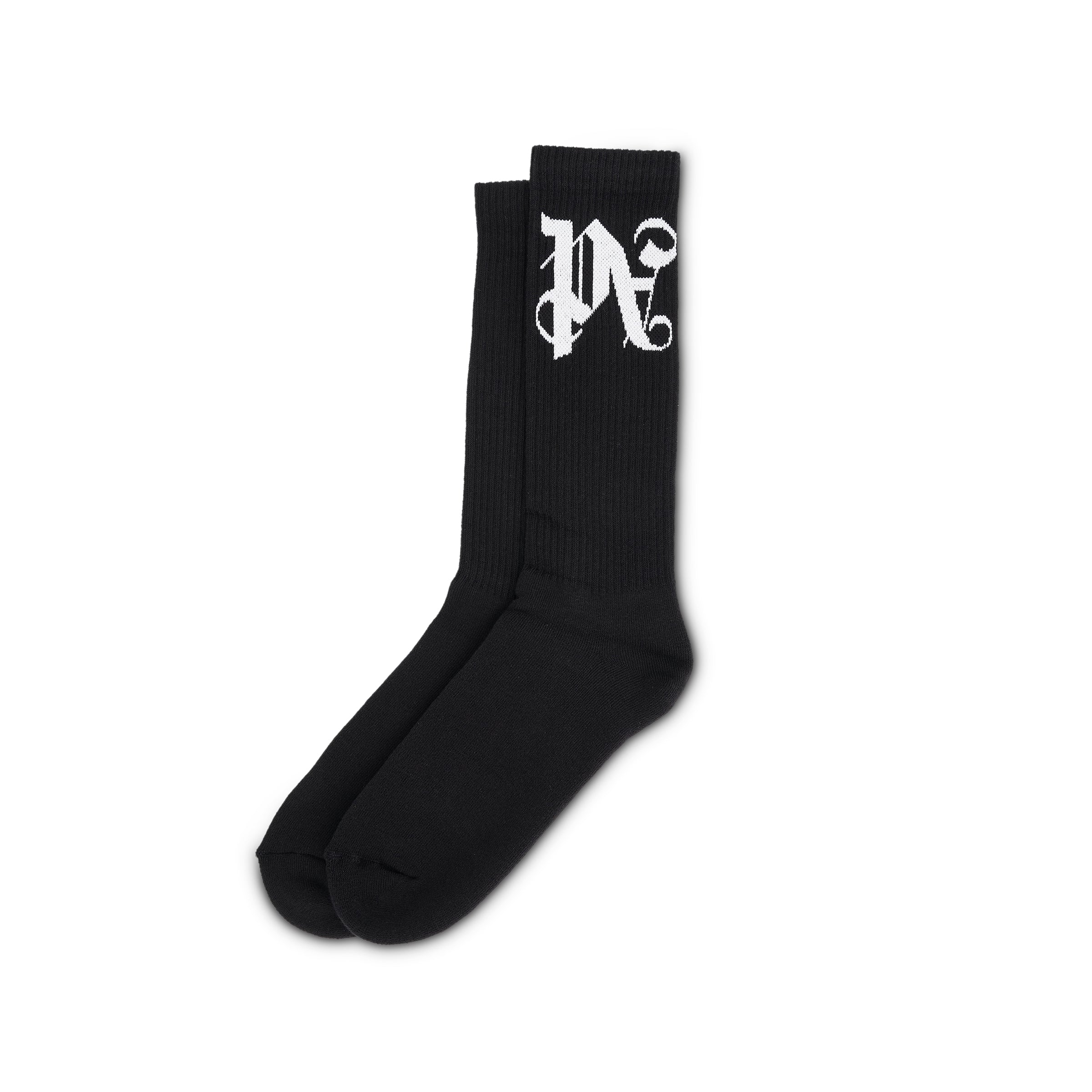 Monogram Print Socks in Black/White