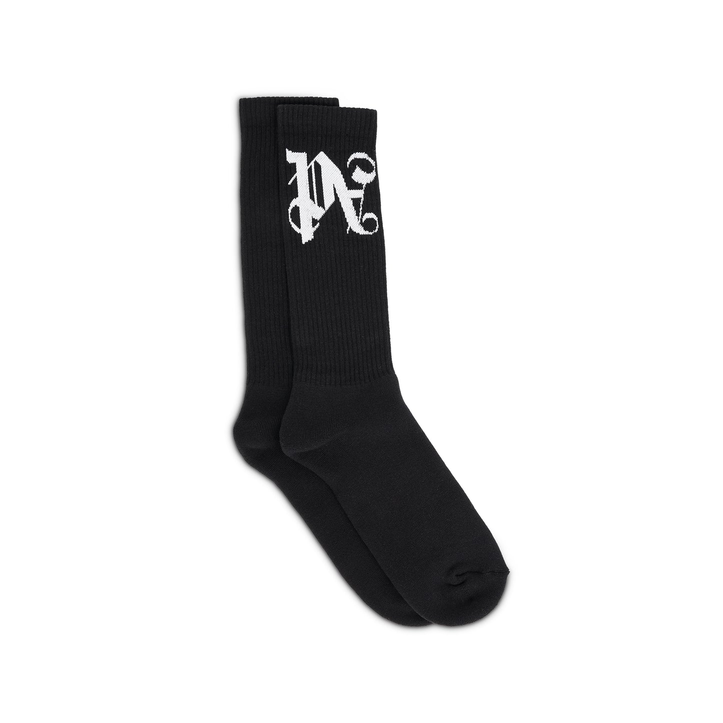 Monogram Print Socks in Black/White