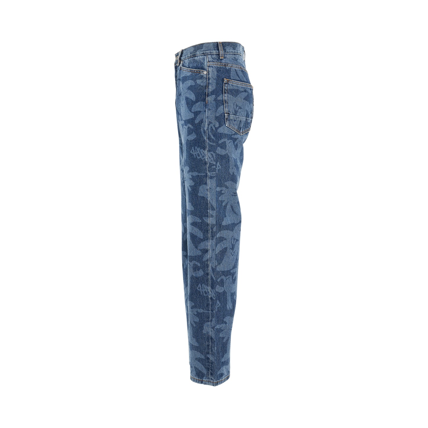 Palmity Laser Printed 5 Pockets Denim Jeans in Blue