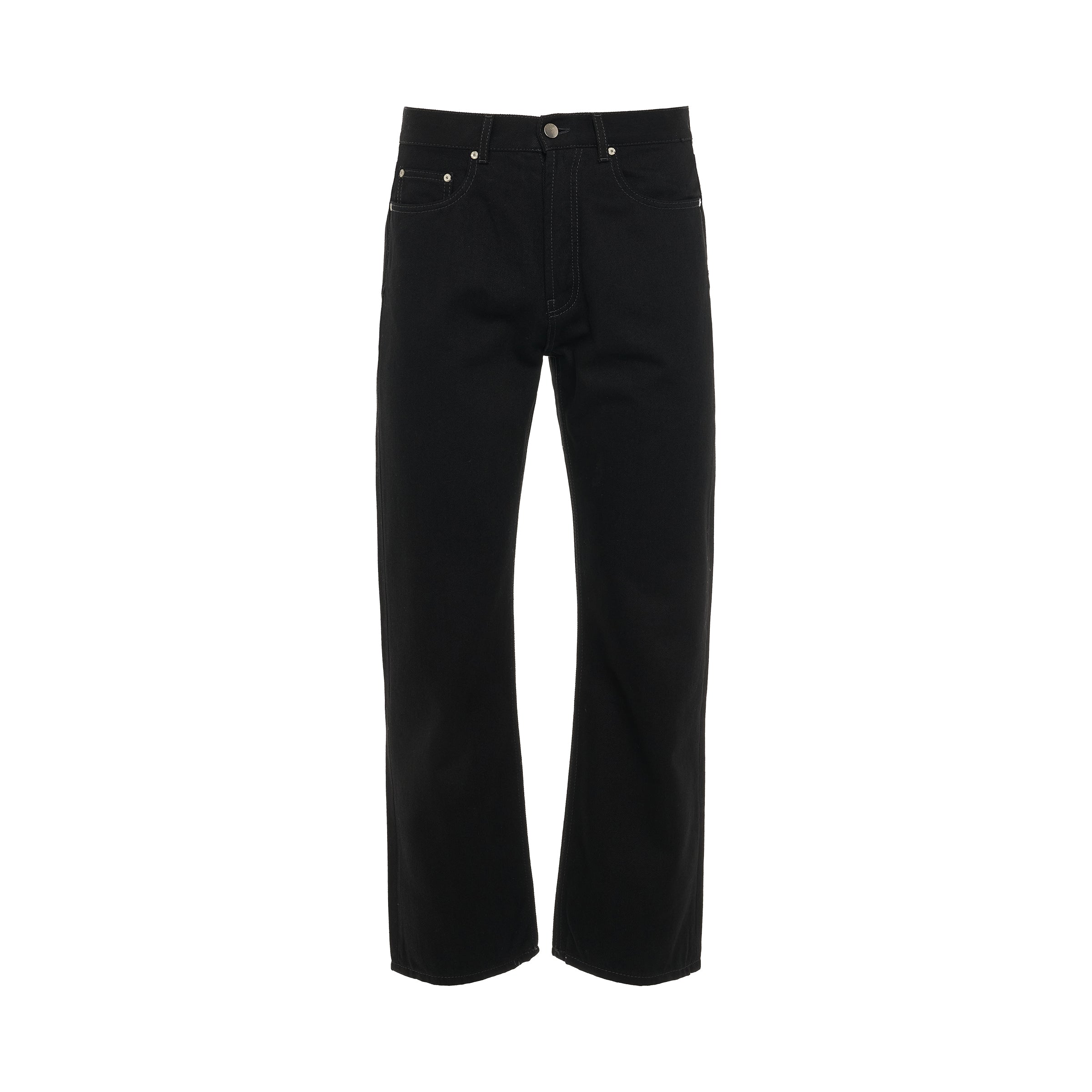 Logo Loose 5 Pockets Denim Pants in Black/White