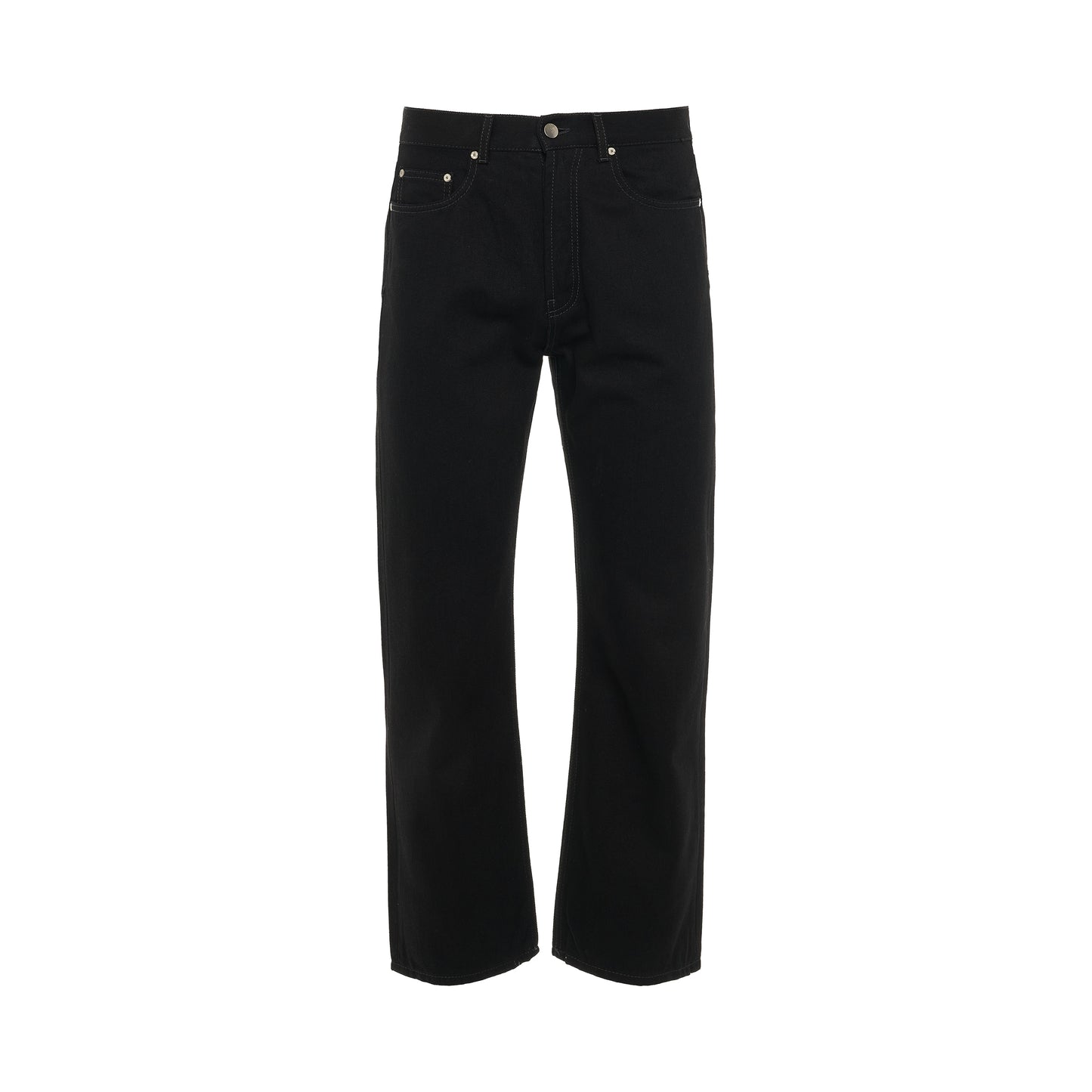 Logo Loose 5 Pockets Denim Pants in Black/White