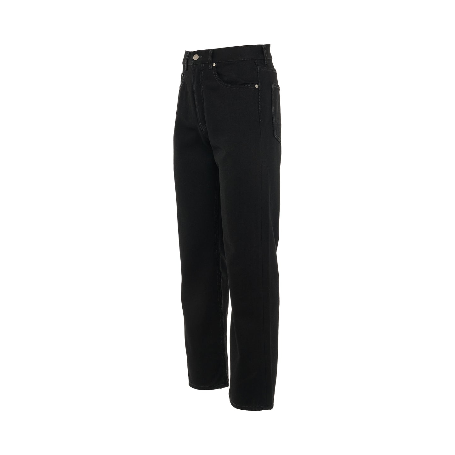 Logo Loose 5 Pockets Denim Pants in Black/White