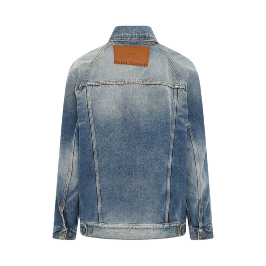 Reserve Dye Loose Denim Jacket in Light Blue