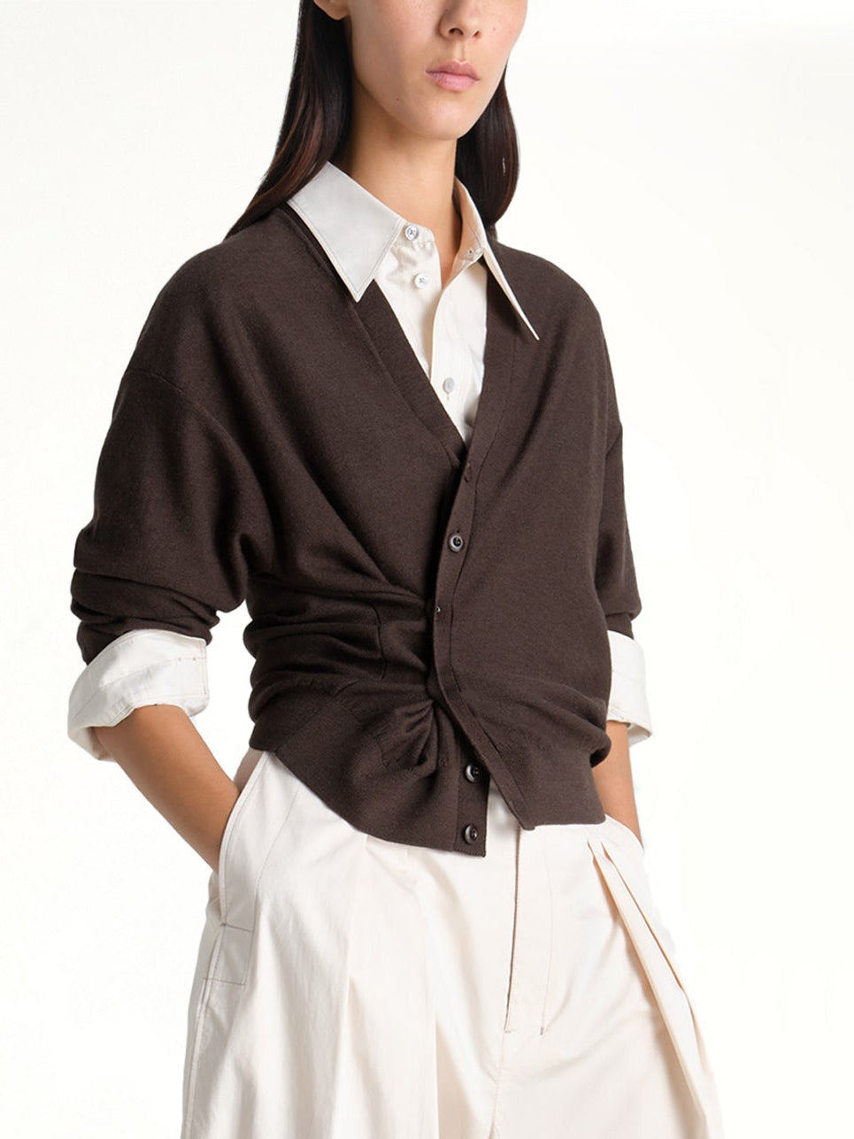 Twisted Cardigan in Dark Cacao