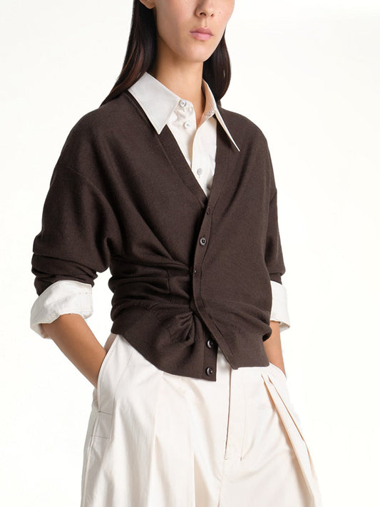 Twisted Cardigan in Dark Cacao