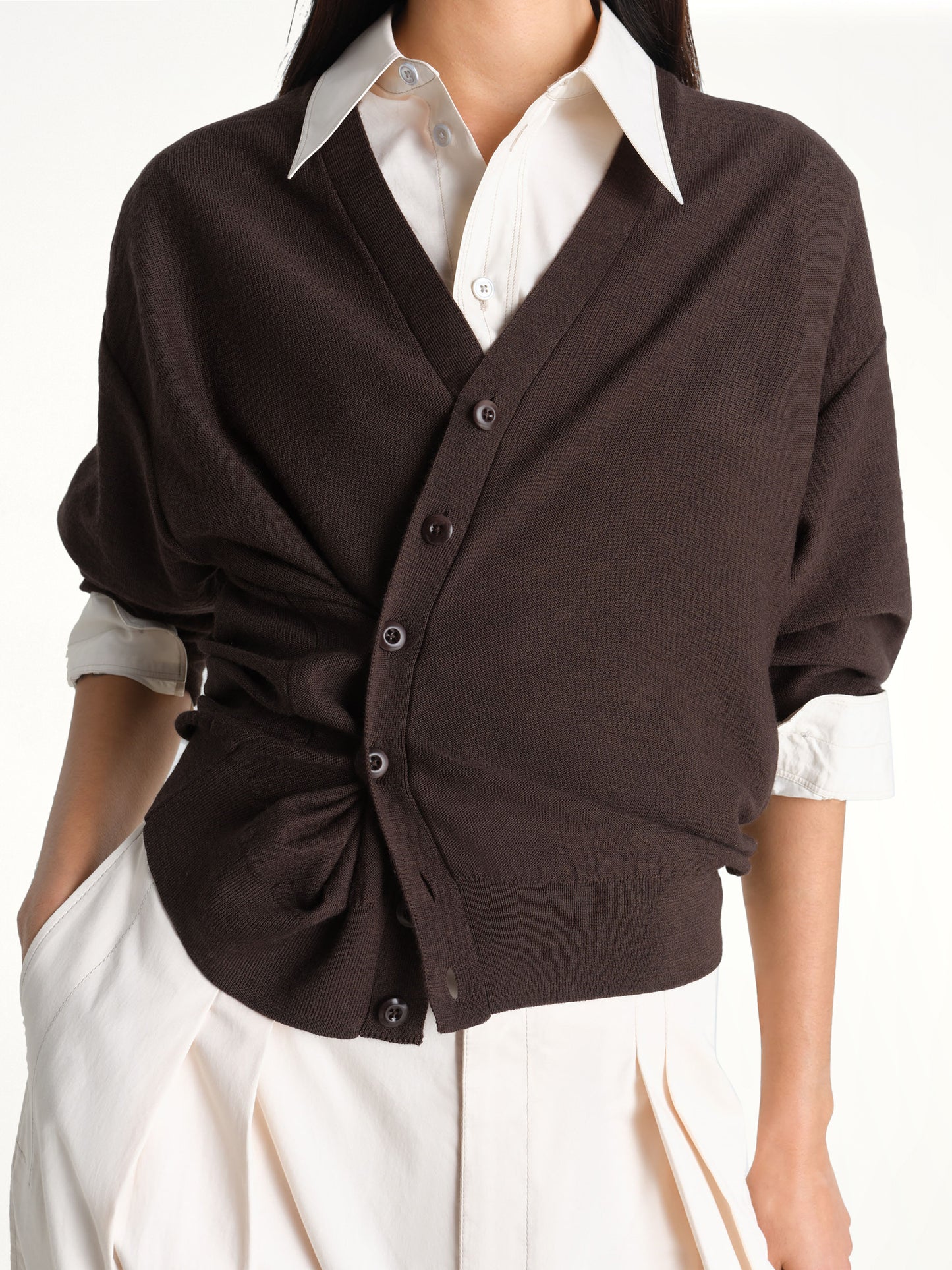 Twisted Cardigan in Dark Cacao