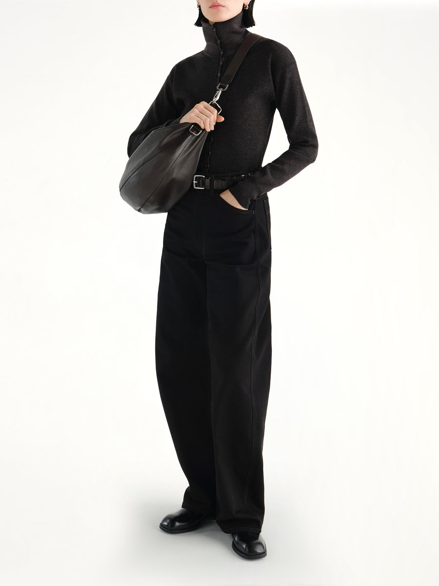 Buttoned Top in Black Melange