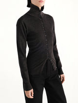 Buttoned Top in Black Melange