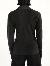 Buttoned Top in Black Melange