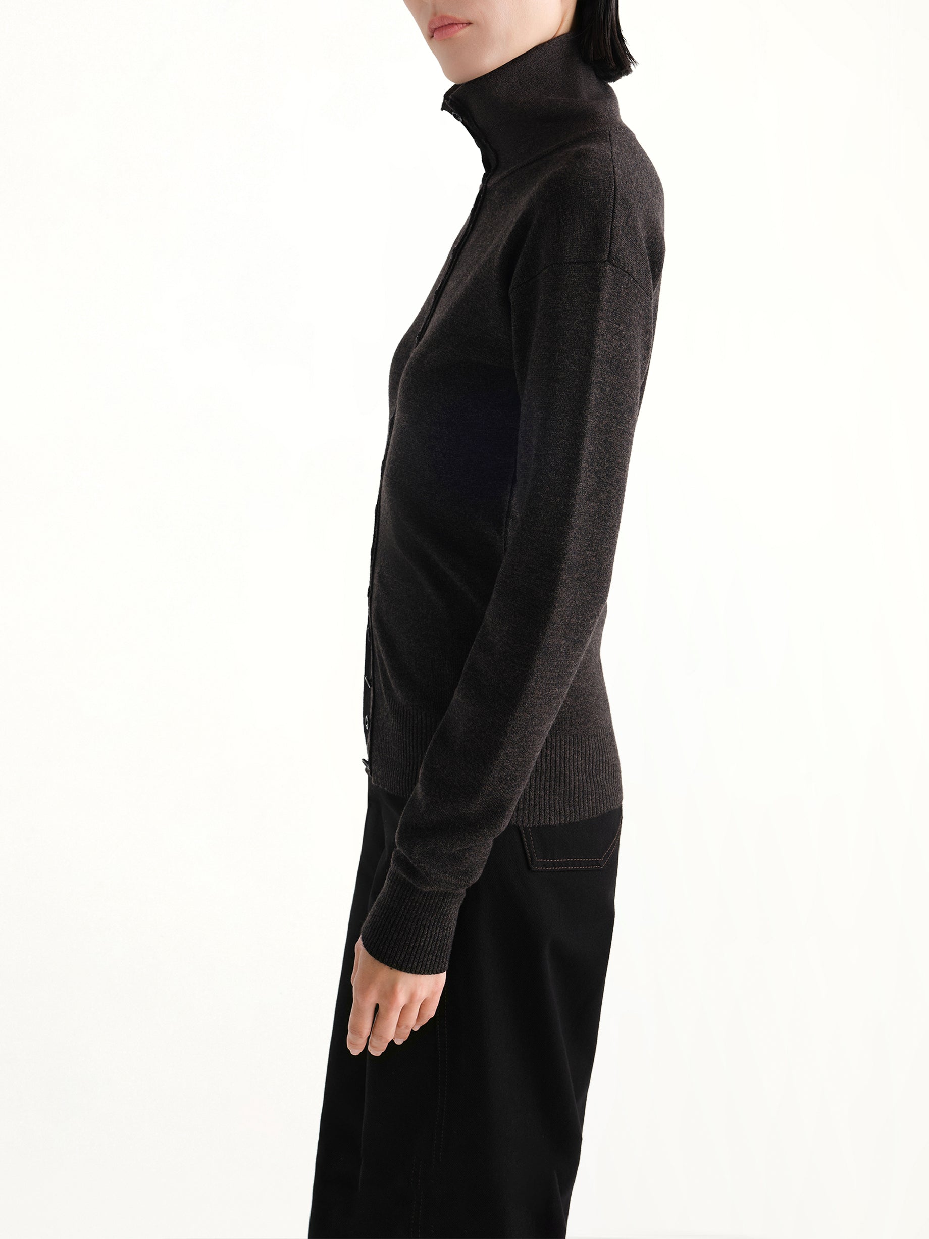 Buttoned Top in Black Melange