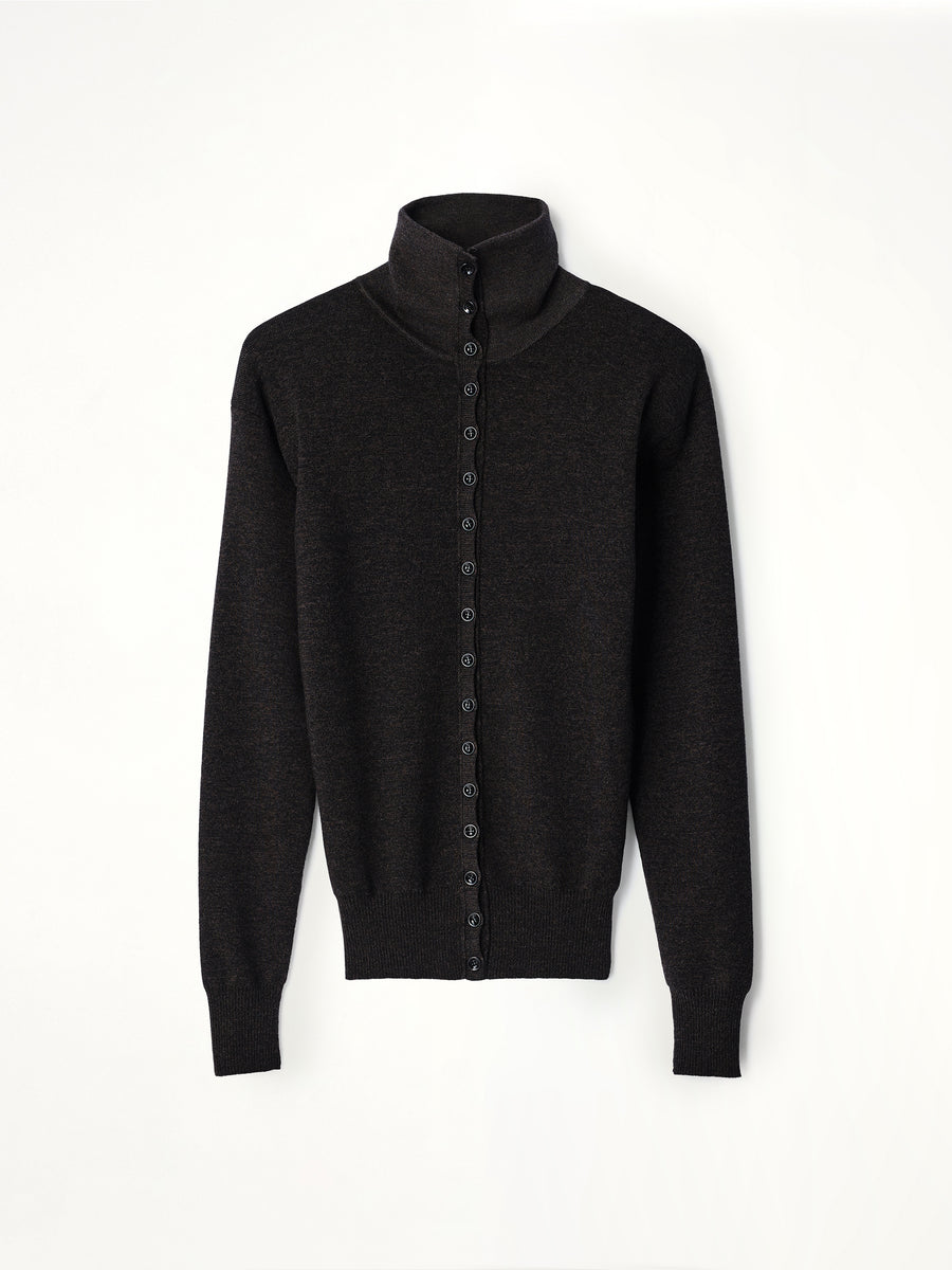 Buttoned Top in Black Melange